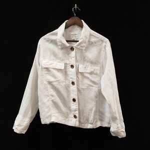 Nicole Miller Womens Linen Jacket Size 1X‎ Coastal Beachy Capsule Lightweight